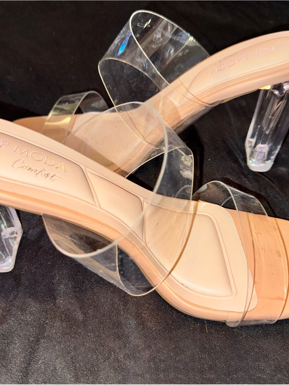 TOP Moda Nude Clear Strap Heels